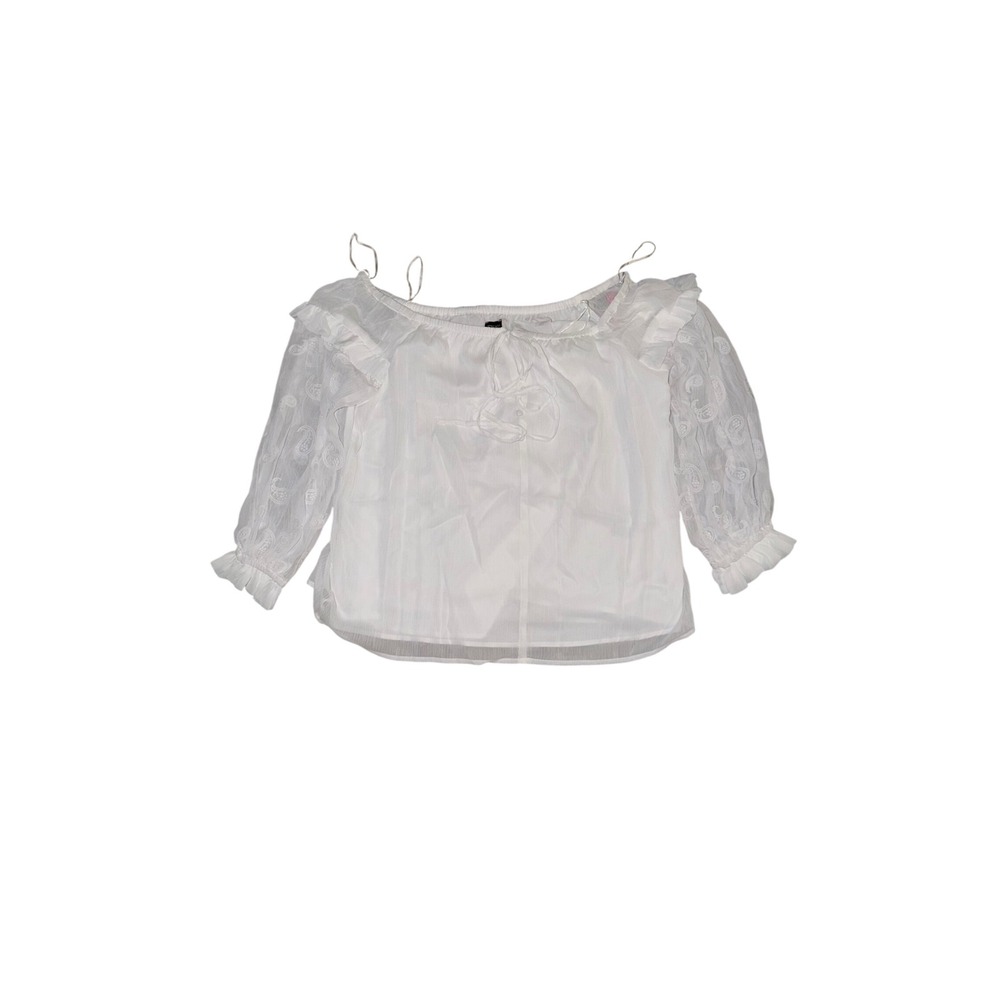 952. Vince Camuto Womens White Embroidered Off Shoulder Blouse Size Small - Picture 2 of 4